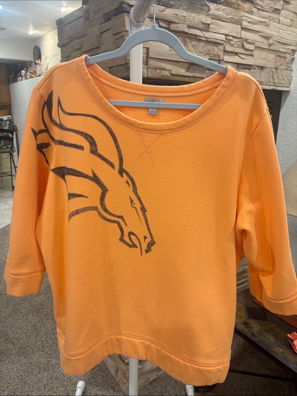 Women’s Orange Graphic Pullover Sweatshirt // Bronco!!!!